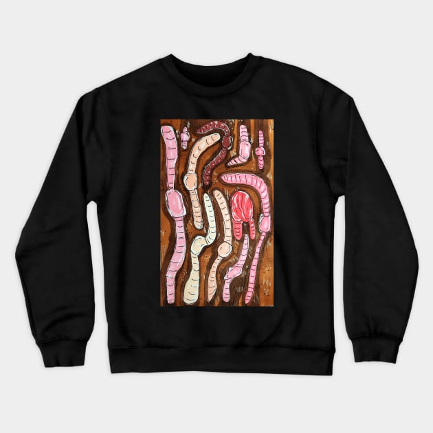 Happy Earth (worm) Day Crewneck Sweatshirt by Animal Surrealism